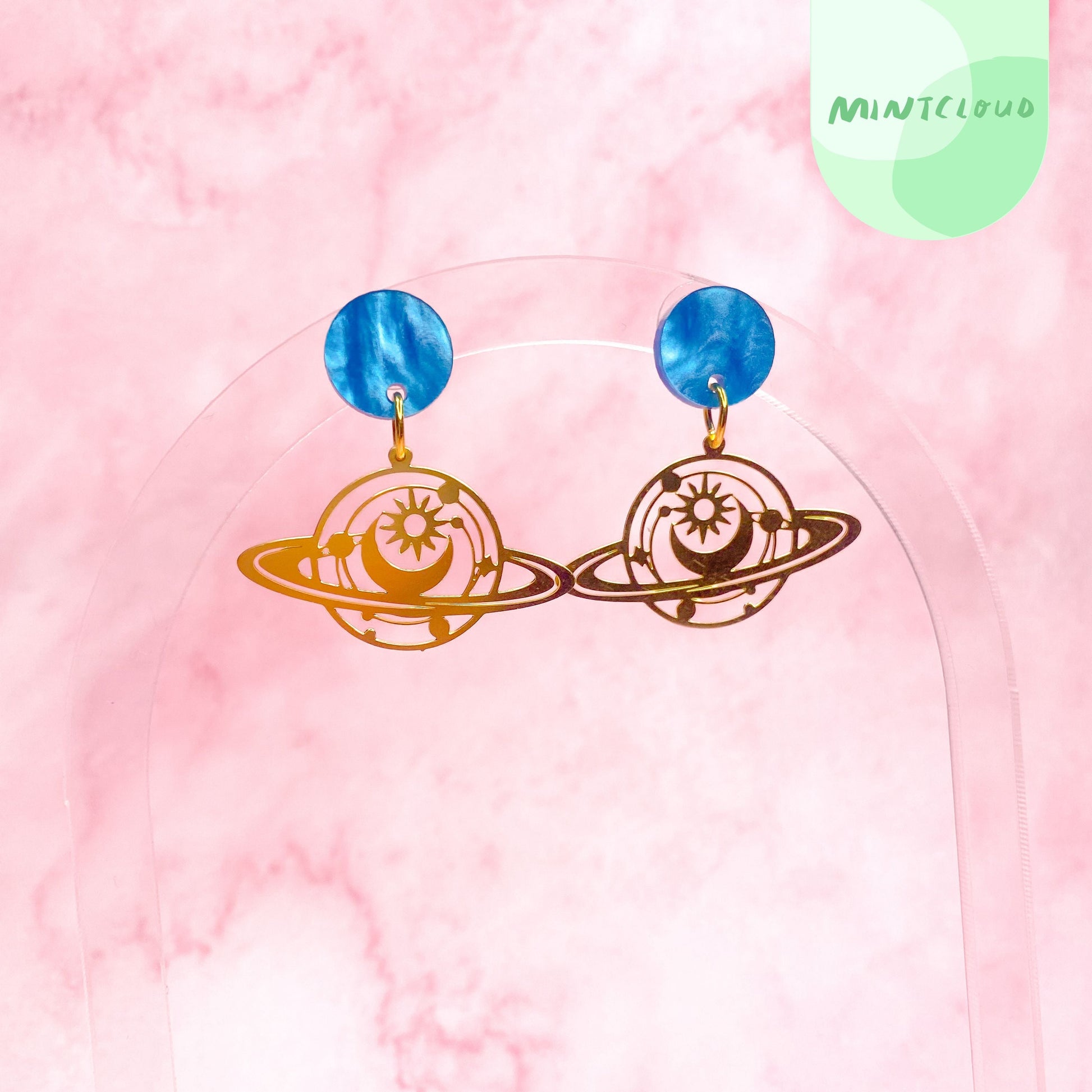 Brass Dangles - Outer Space From Mintcloud Studio, an online jewellery store based in Adelaide South Australia