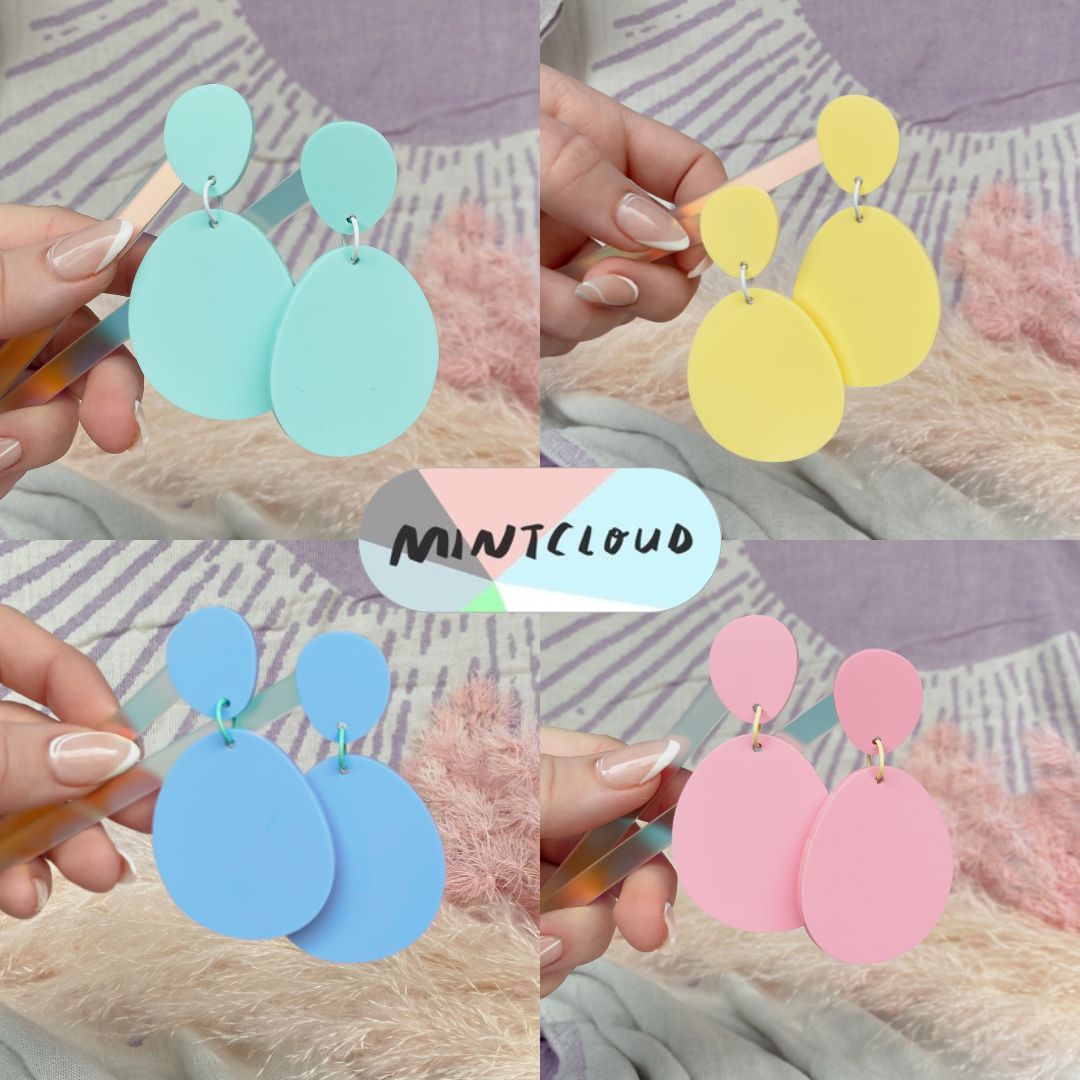 Large Pastel Droplets Dangles - Various Colours From Mintcloud Studio, an online jewellery store based in Adelaide South Australia